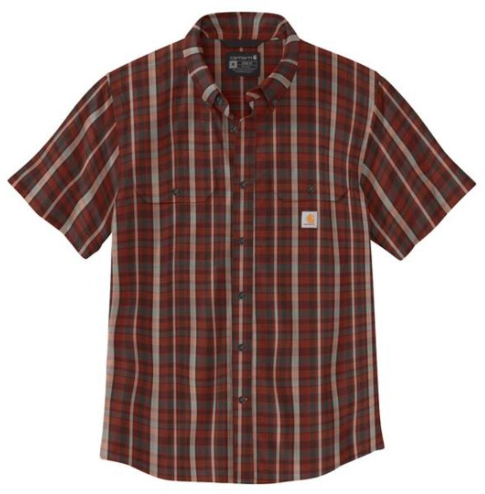 CARHARTT Mens Loose Fit Casual Shirt Small Red Plaid Short Sleeve Midweight NWT
